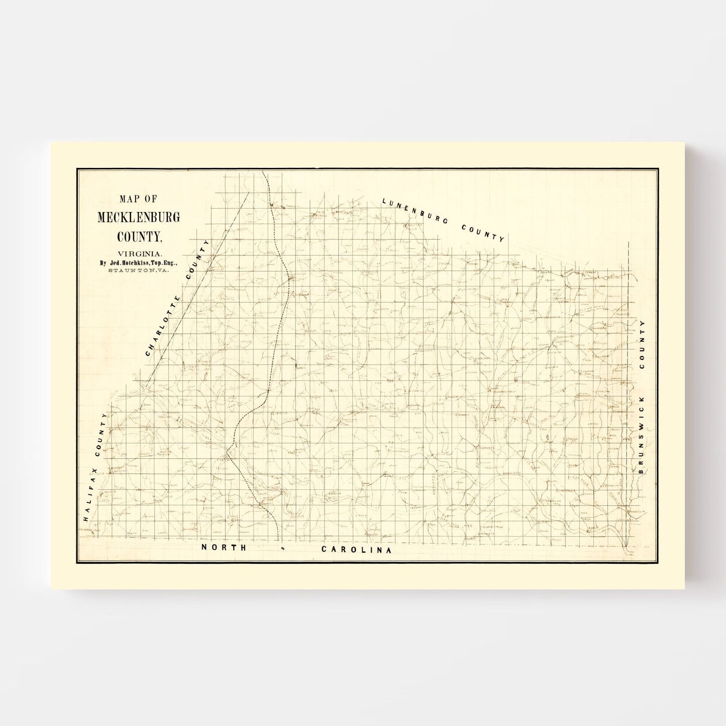 Vintage Map of Mecklenburg County, Virginia 1860