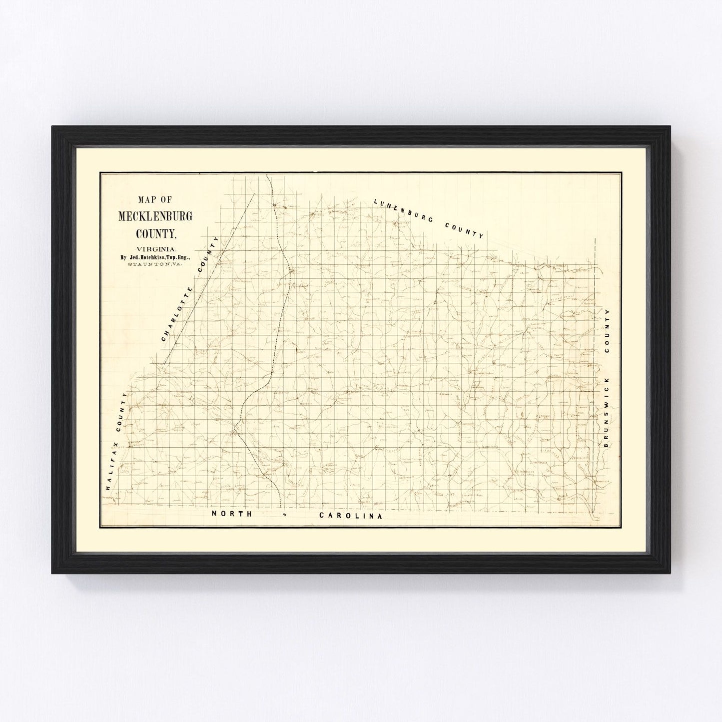 Vintage Map of Mecklenburg County, Virginia 1860