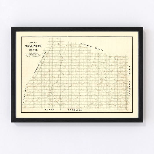 Vintage Map of Mecklenburg County, Virginia 1860