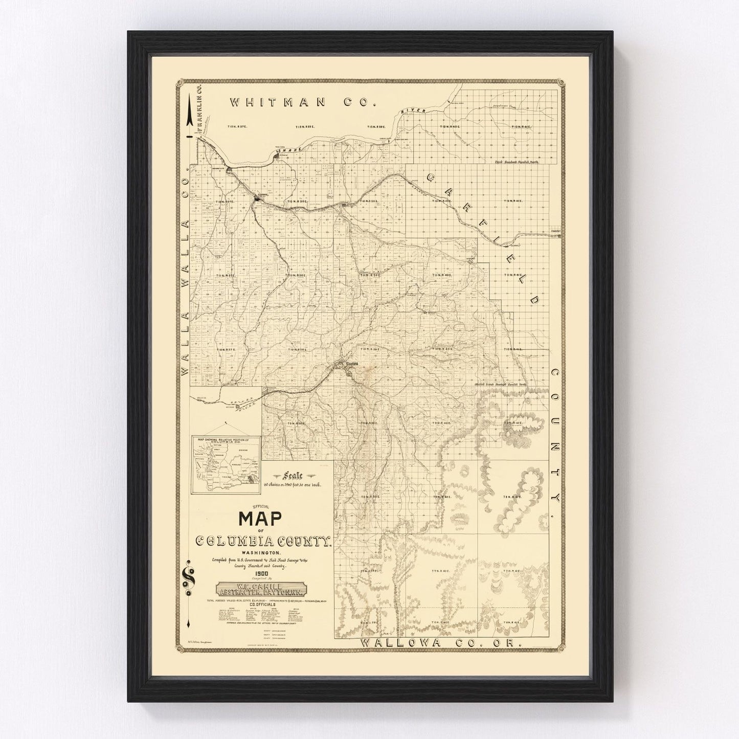 Vintage Map of Columbia County, Washington 1900