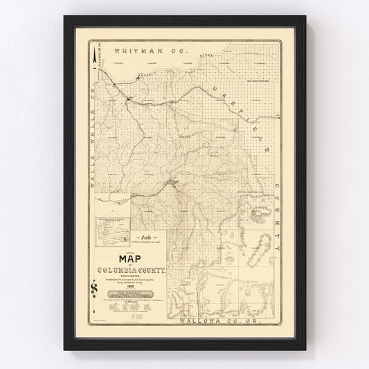 Vintage Map of Columbia County, Washington 1900