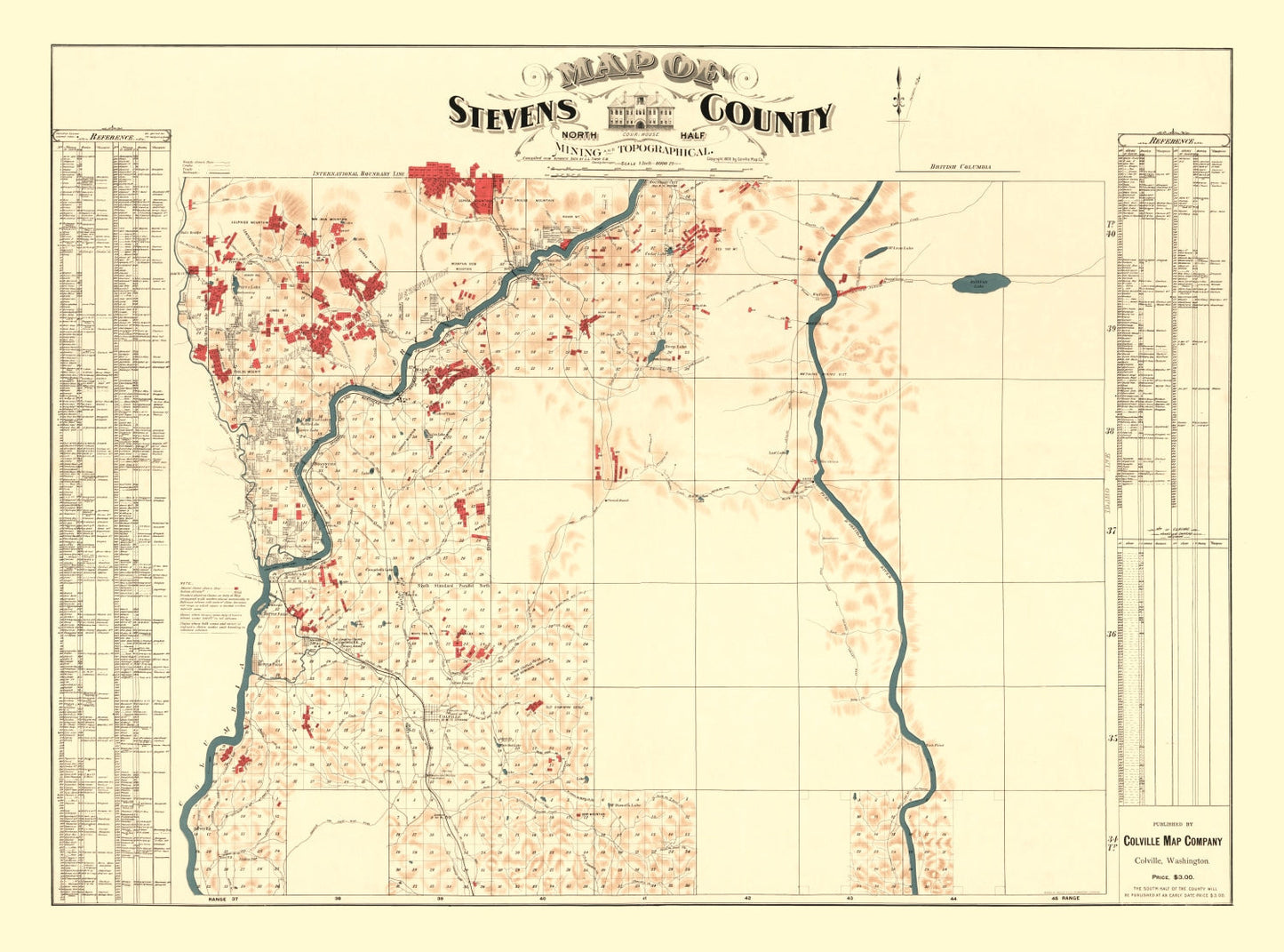 Vintage Map of Stevens County, Washington 1900