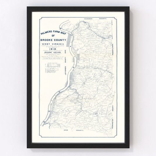 Vintage Map of Brooke County, West Virginia 1912