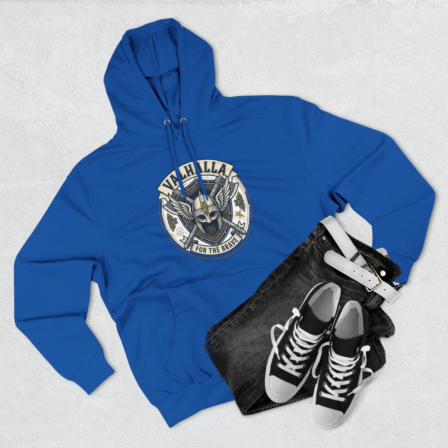 Viking Valhalla Skull Hoodie – "For the Brave" Graphic Fleece Hoodie