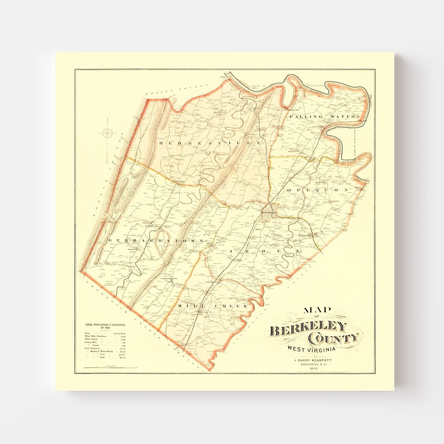 Vintage Map of Berkeley County, West Virginia 1894