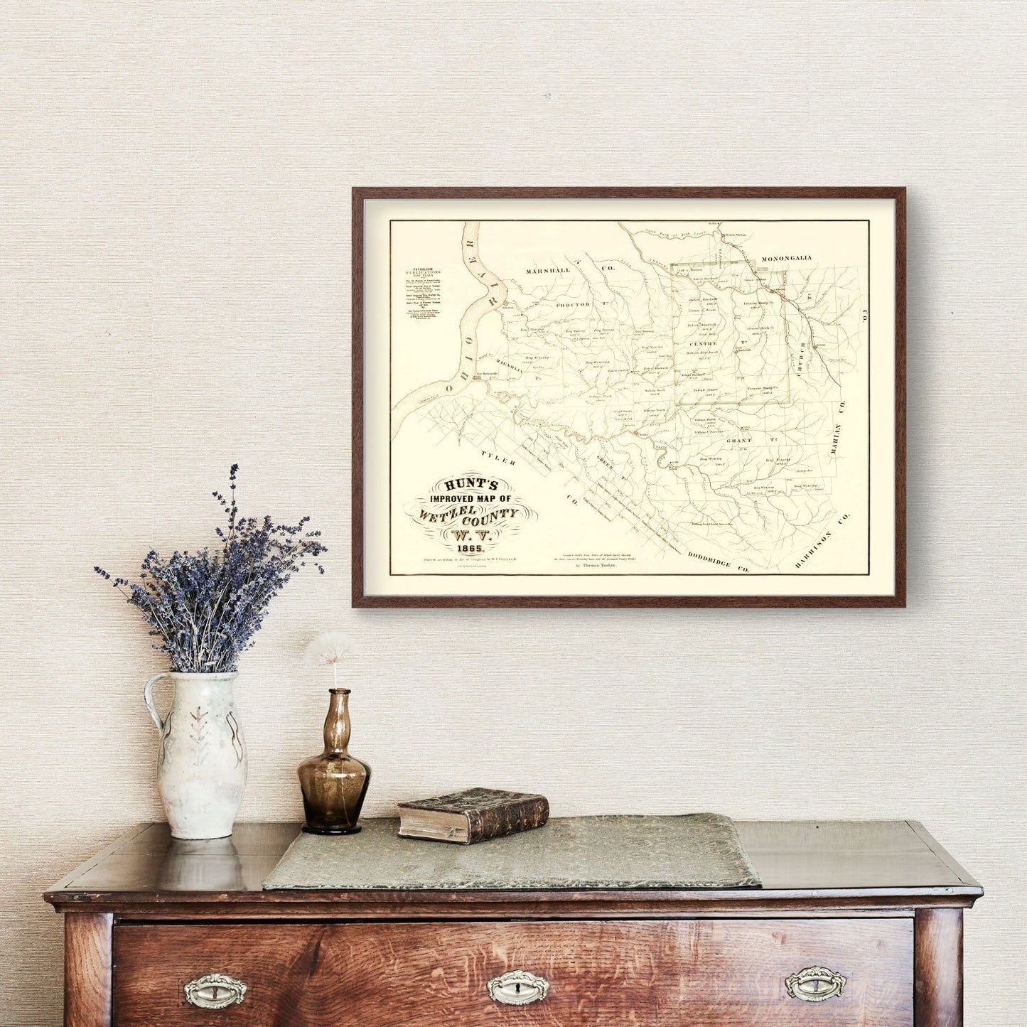 Vintage Map of Wetzel County, West Virginia 1865