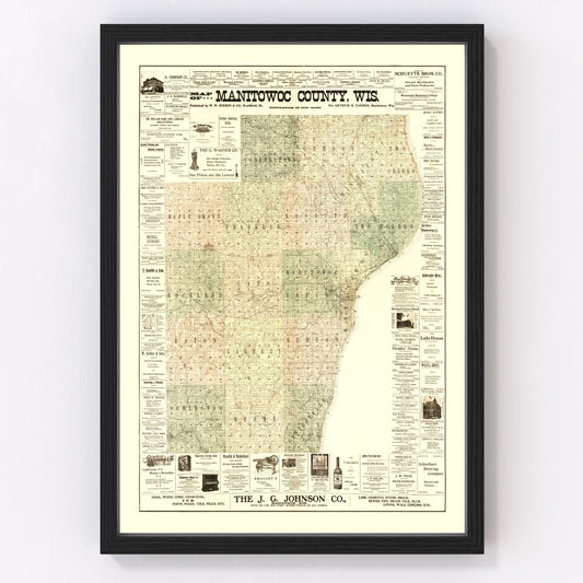 Vintage Map of Manitowac County, Wisconsin 1902