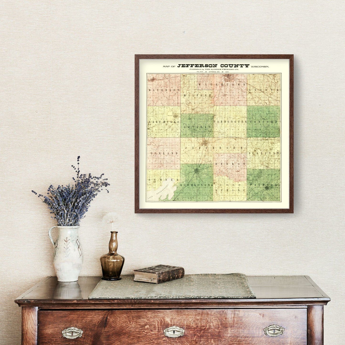 Vintage Map of Jefferson County, Wisconsin 1900