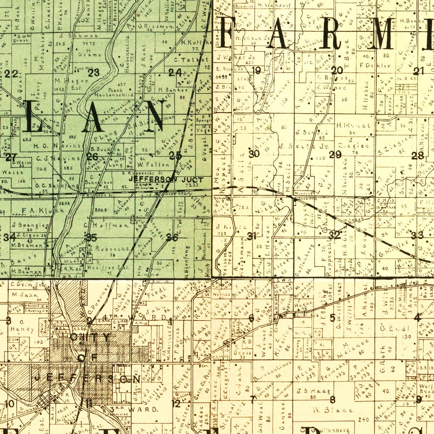 Vintage Map of Jefferson County, Wisconsin 1900