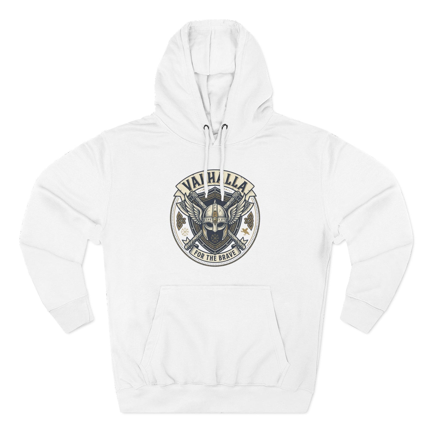 Viking Valhalla Skull Hoodie – "For the Brave" Graphic Fleece Hoodie