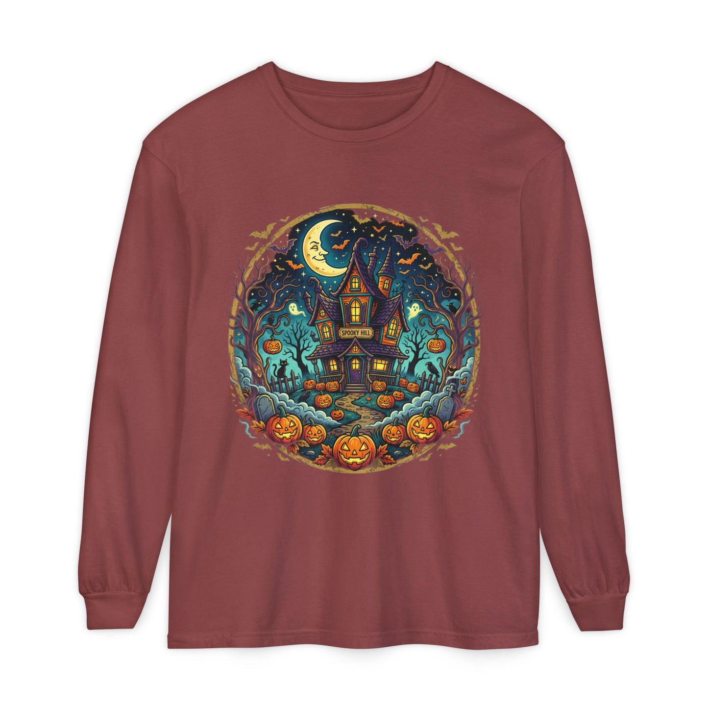 Haunted House Halloween Long Sleeve Tee