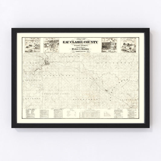 Vintage Map of Eau Claire County, Wisconsin 1878
