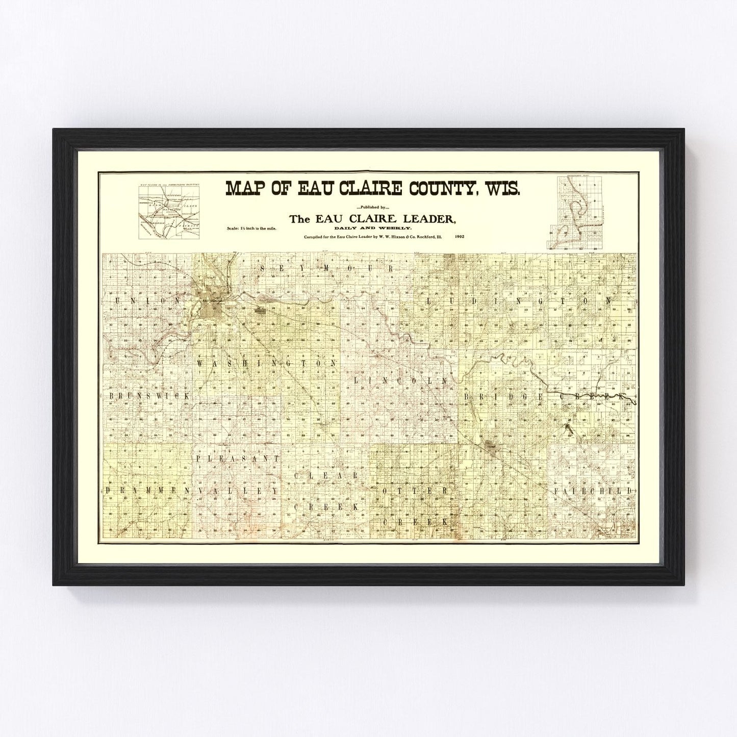 Vintage Map of Eau Claire County, Wisconsin 1902