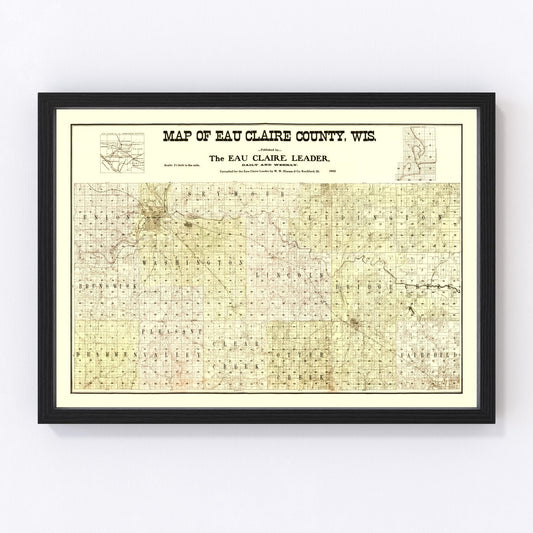 Vintage Map of Eau Claire County, Wisconsin 1902