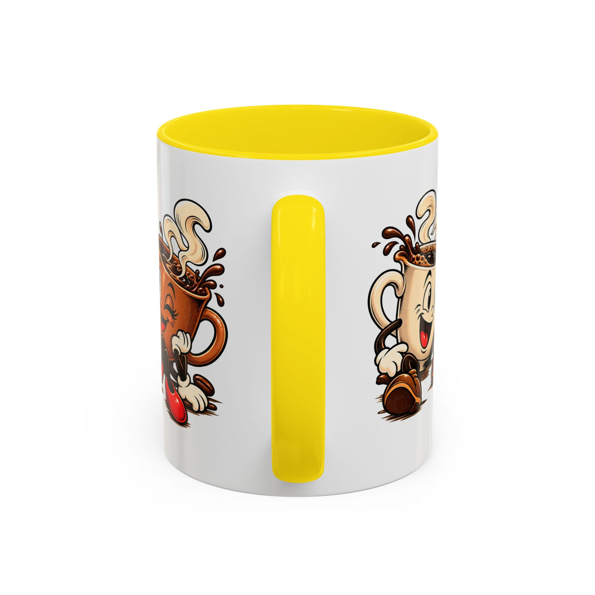 Coffee Cartoon Mug — Cute Dancing Coffee Cups Accent Mug