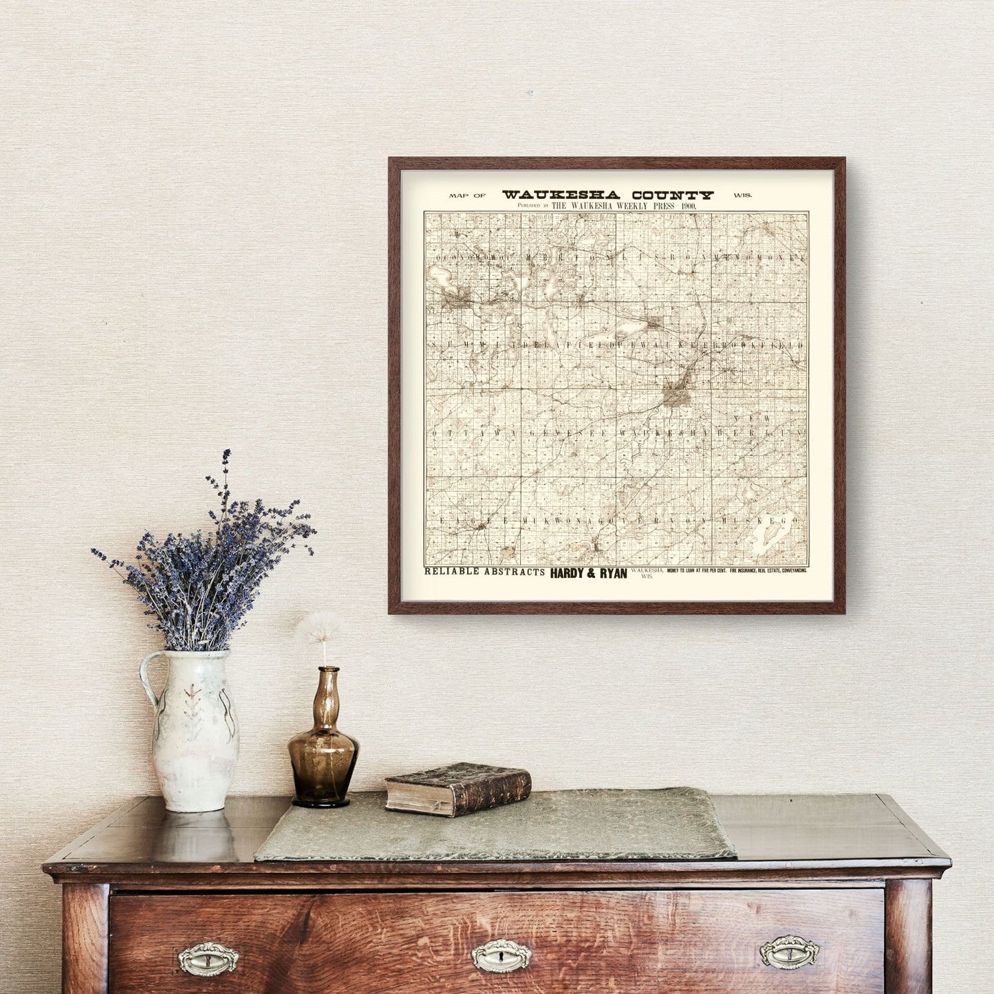 Vintage Map of Waukesha County, Wisconsin 1873