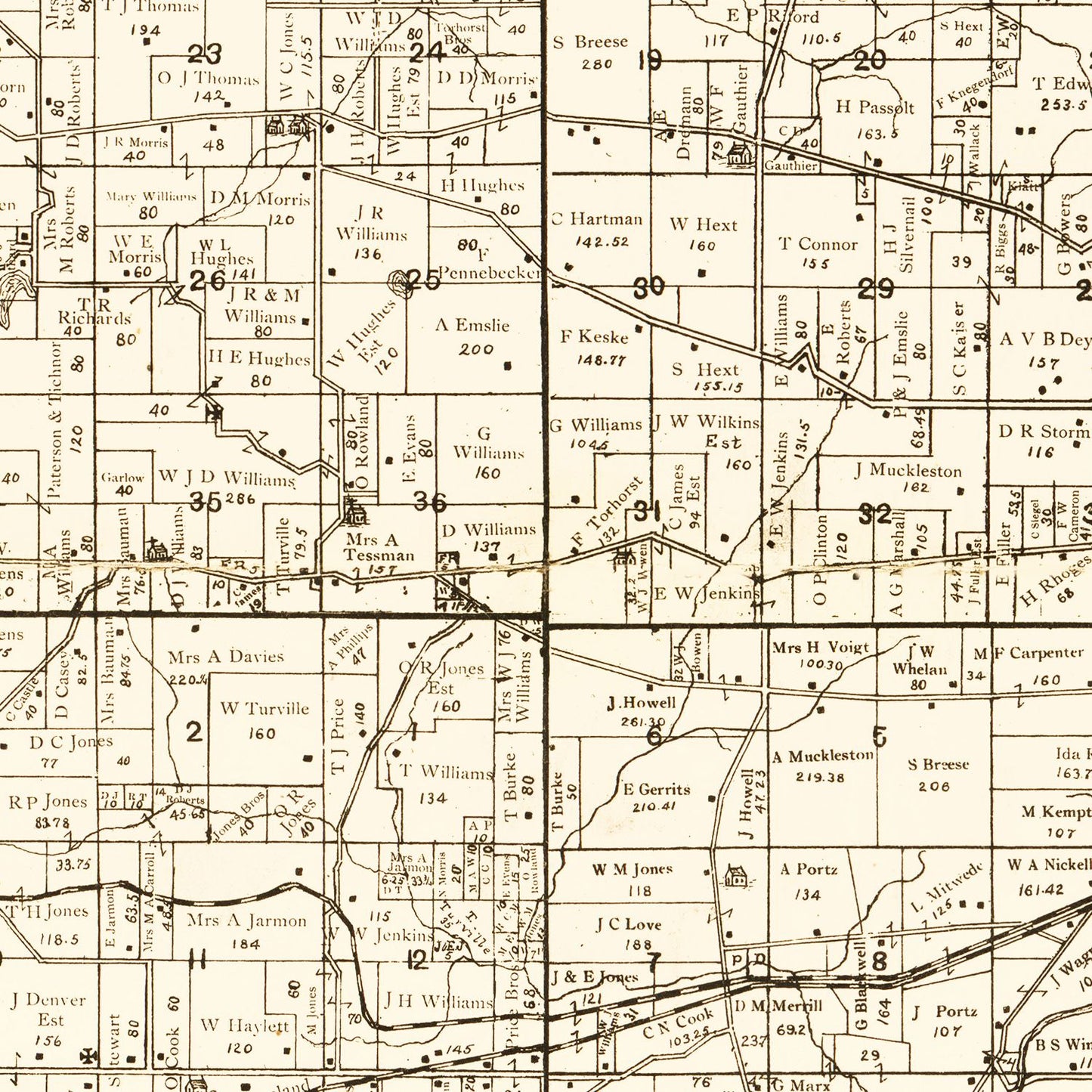 Vintage Map of Waukesha County, Wisconsin 1873
