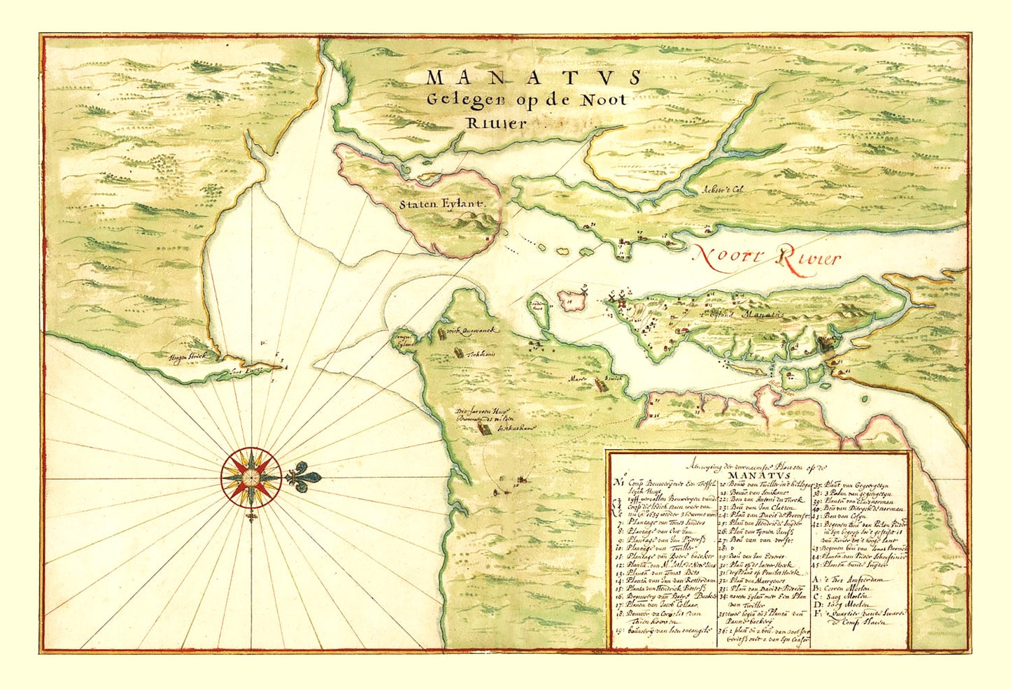 Vintage Map of New York Region, 1670