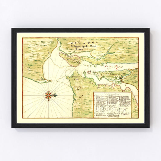 Vintage Map of New York Region, 1670