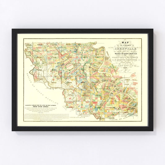 Vintage Map of Iberville Parish, Louisiana 1883