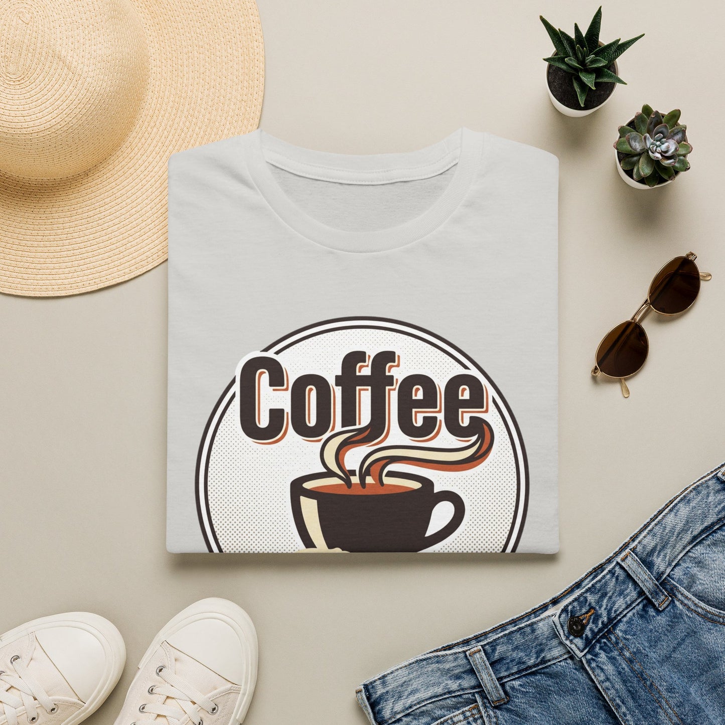 Coffee First T-Shirt — Retro Coffee Cup Graphic Tee for Coffee Lovers
