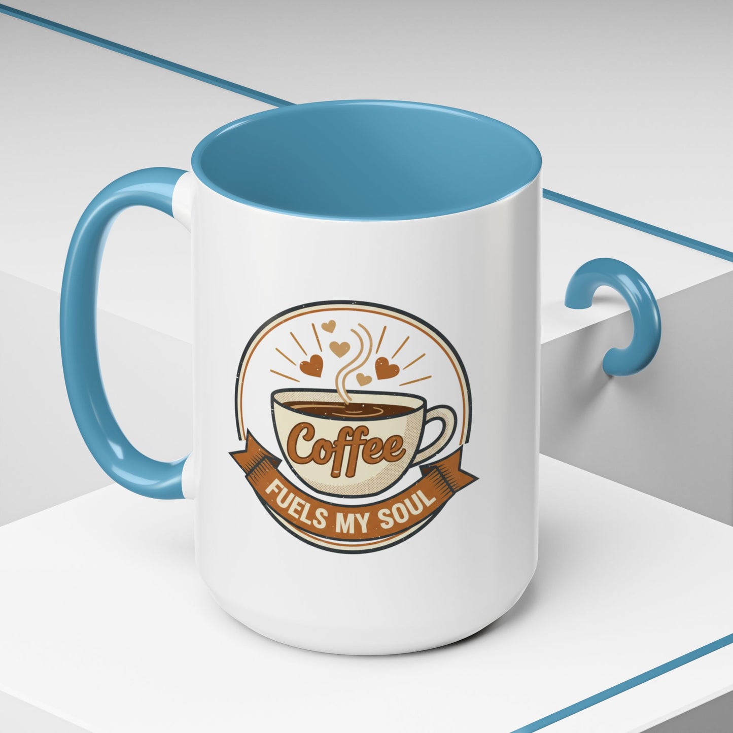 Coffee Mug - "Coffee Fuels My Soul" Accent Ceramic Mug (11/15oz)