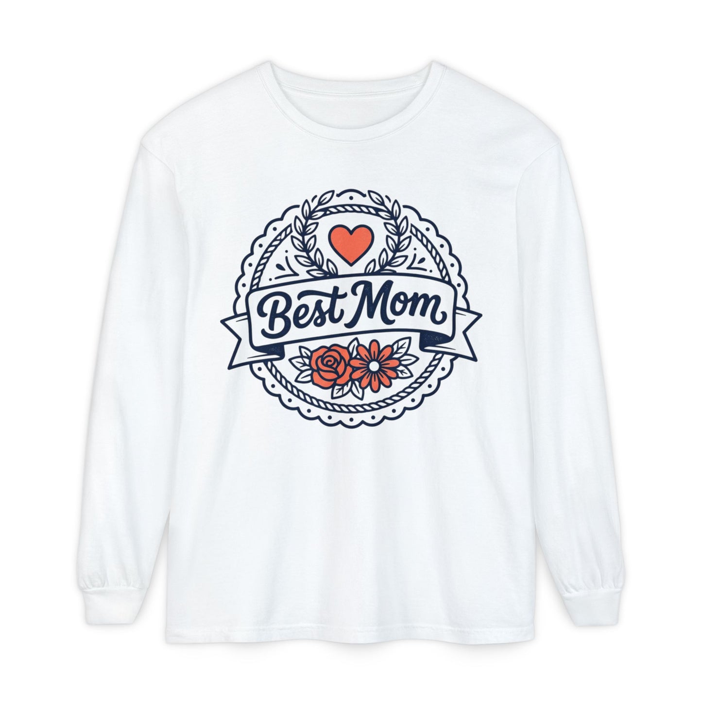 Best Mom Long Sleeve T-Shirt — Floral Heart Mother's Day Tee