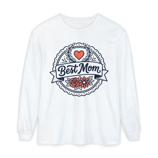 Best Mom Long Sleeve T-Shirt — Floral Heart Mother's Day Tee