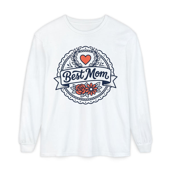 Best Mom Long Sleeve T-Shirt — Floral Heart Mother's Day Tee