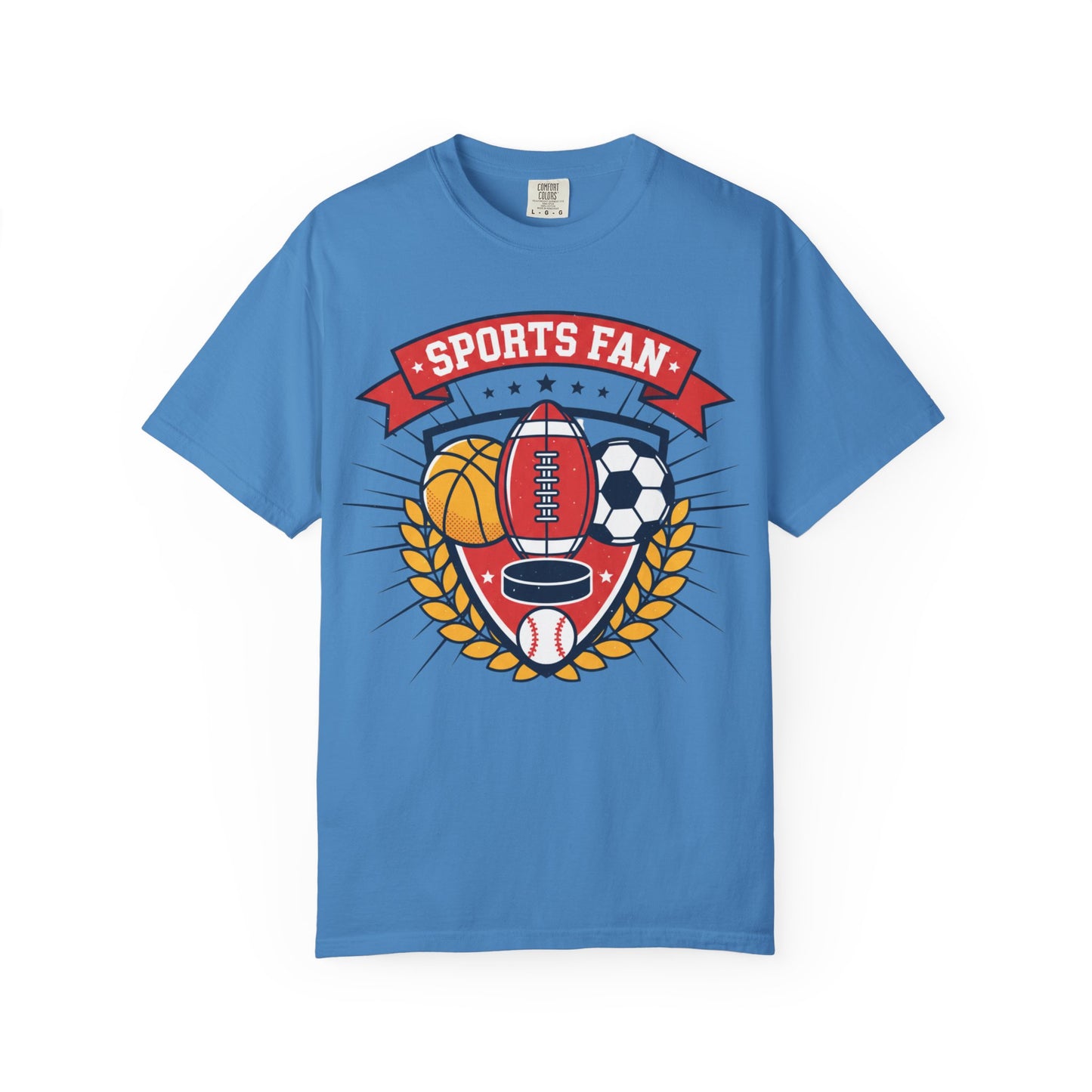 Sports Fan emblem T-shirt | Football Basketball Soccer Baseball