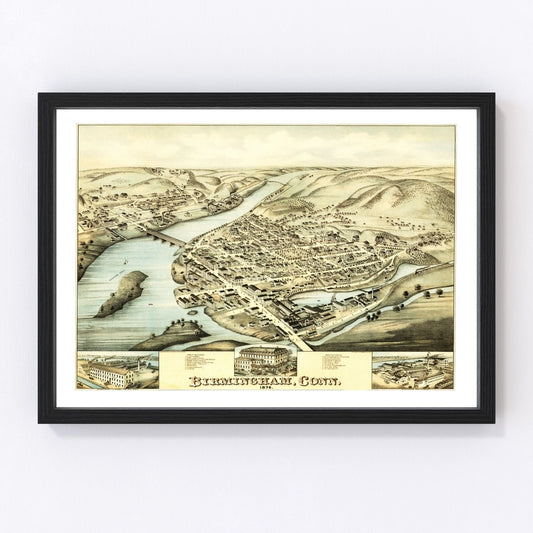 Vintage Map of Birmingham, Connecticut 1876