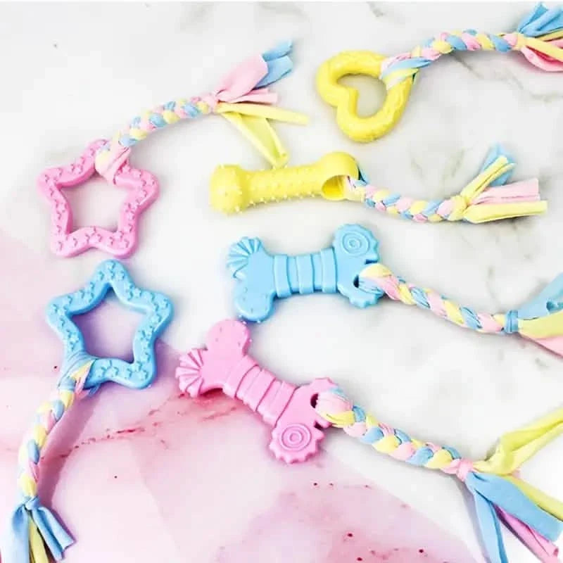 6-Pack: Puppy Teething Chew Toys with Interactive Ropes