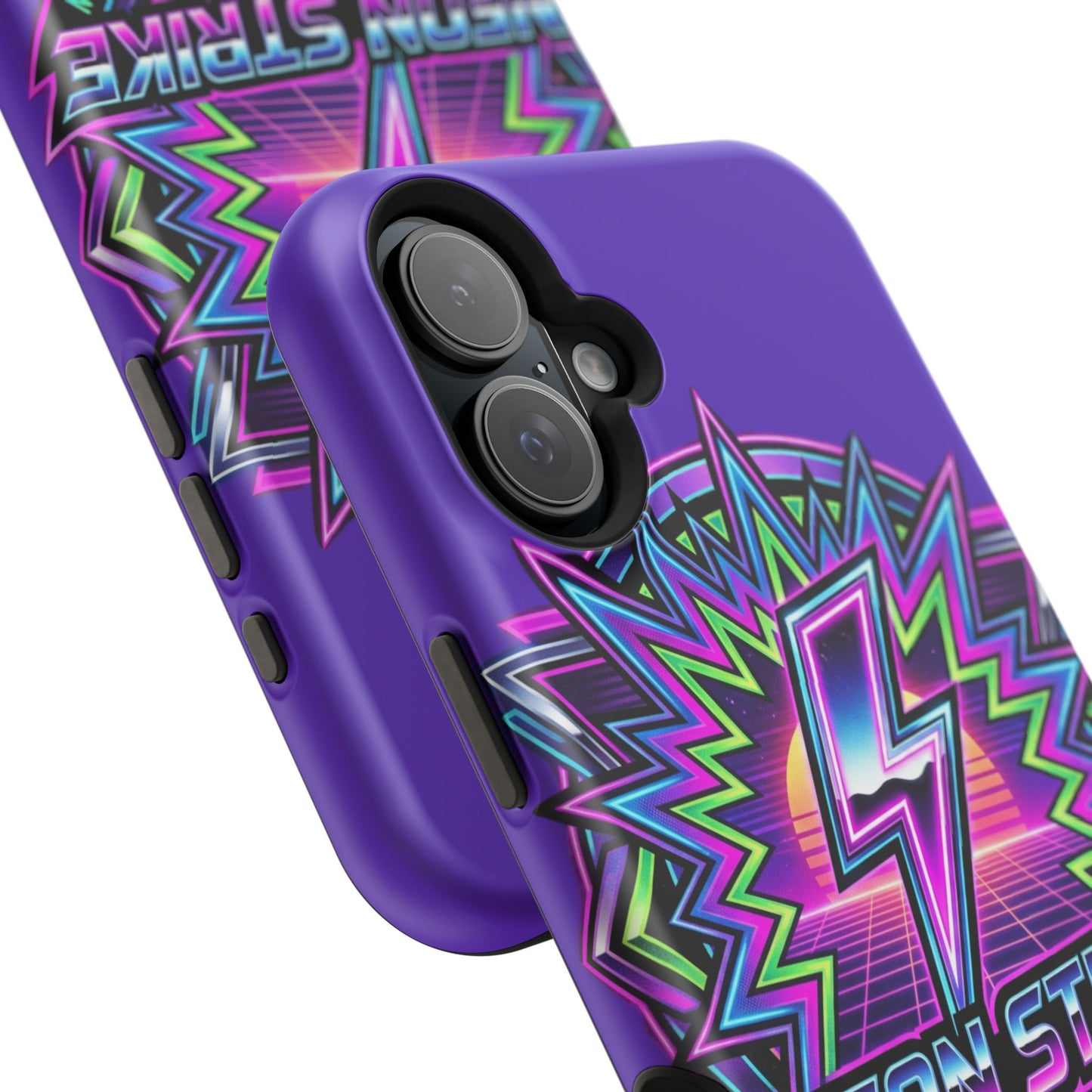 Neon Strike Phone Case — Retro 80s Lightning Magnetic Impact-Resistant Cover