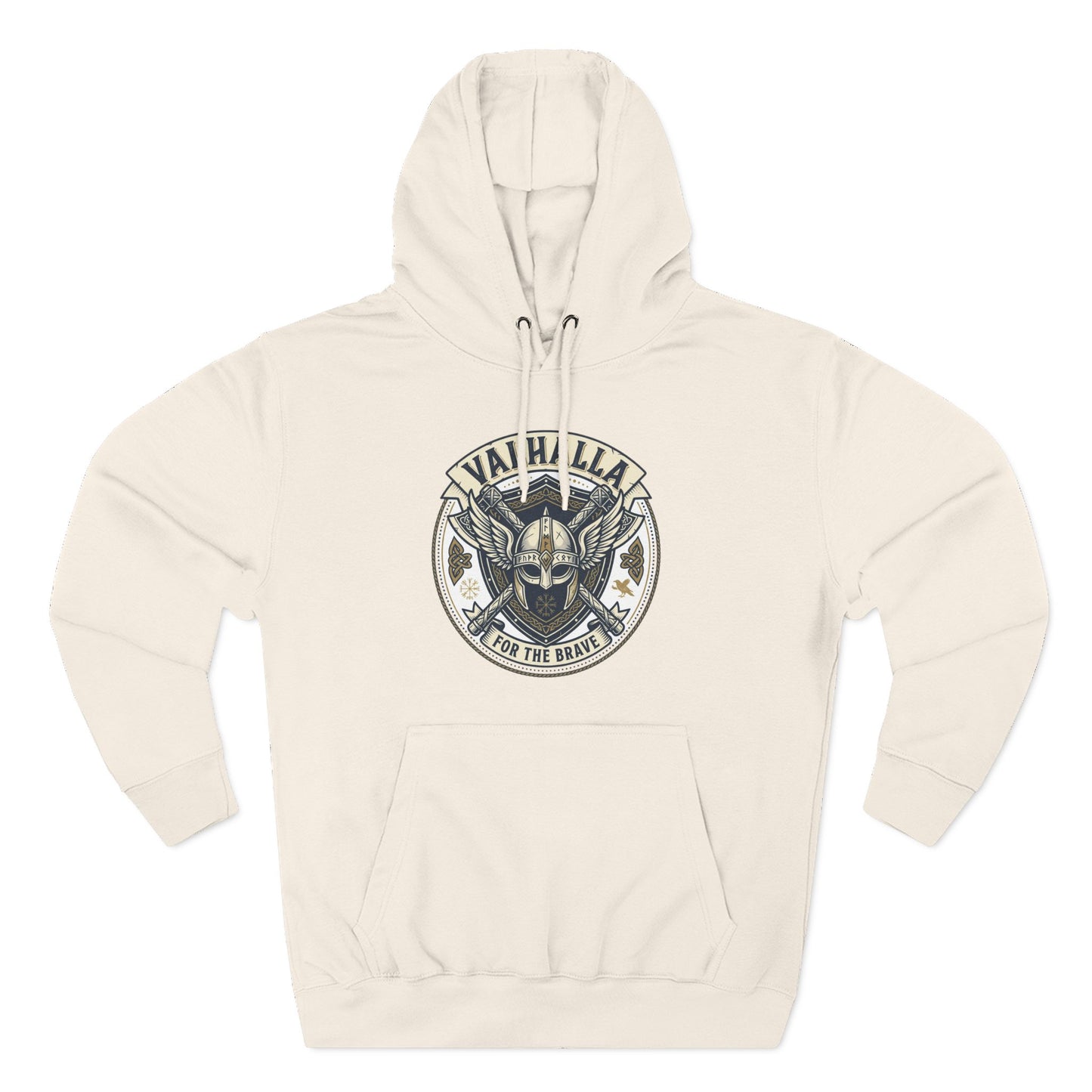 Viking Valhalla Skull Hoodie – "For the Brave" Graphic Fleece Hoodie