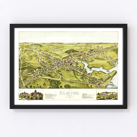 Vintage Map of Clinton, Connecticut 1881