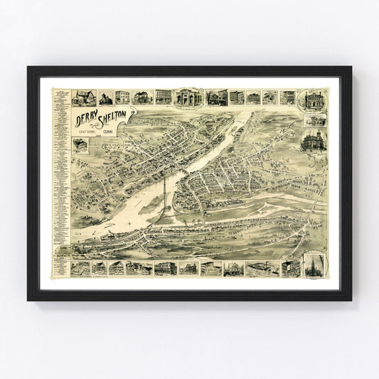 Vintage Map of Derby, Connecticut 1898
