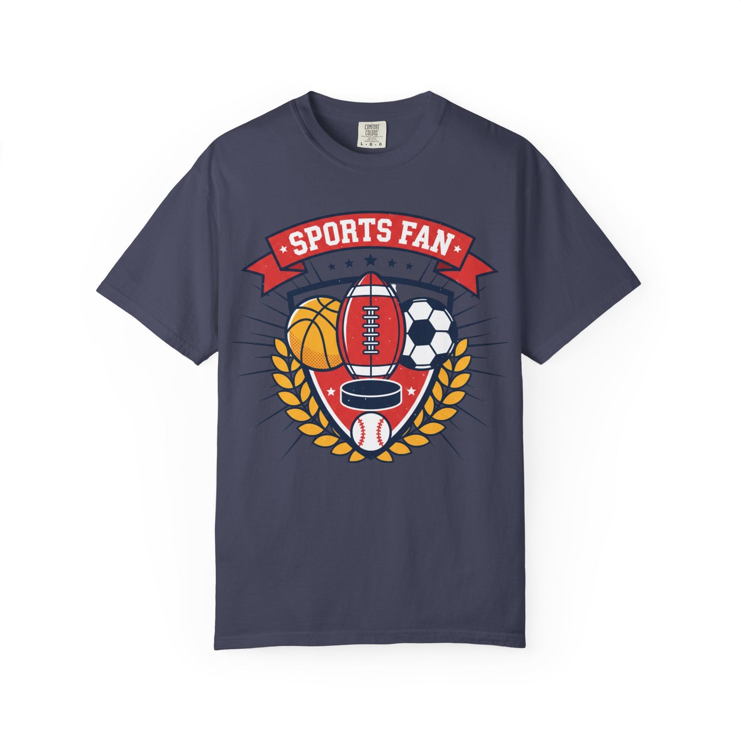 Sports Fan emblem T-shirt | Football Basketball Soccer Baseball