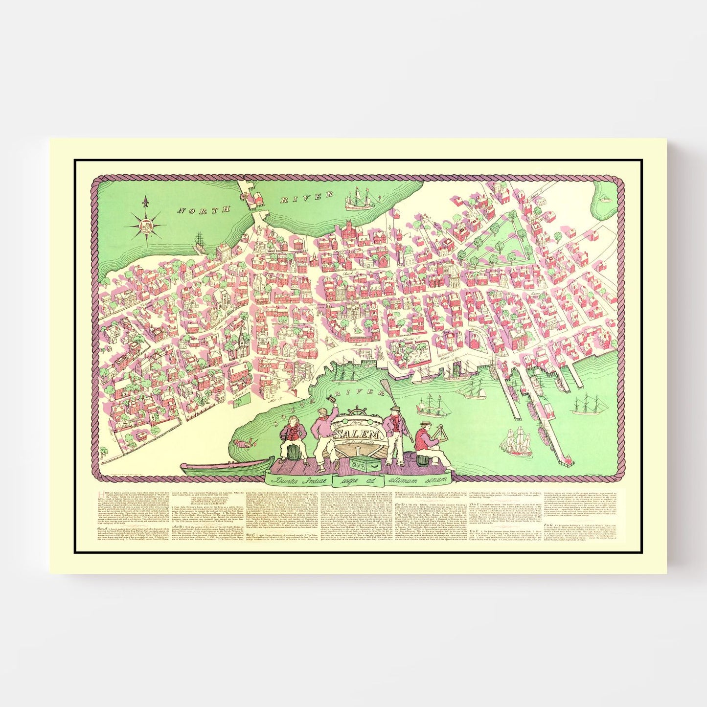 Vintage Map of Salem, Massachusetts 1930