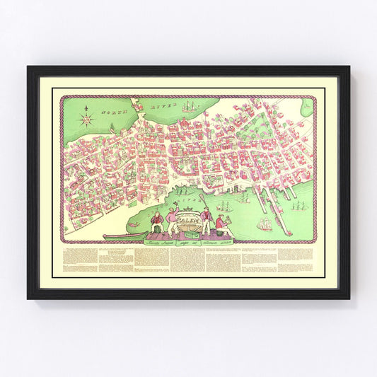Vintage Map of Salem, Massachusetts 1930