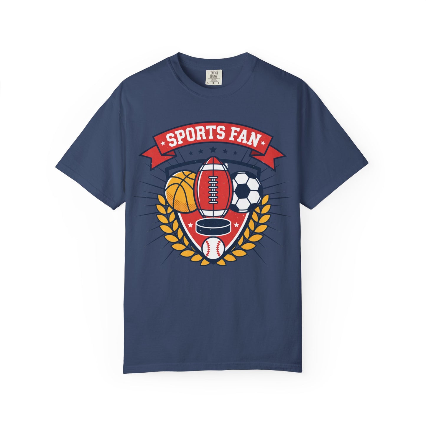 Sports Fan emblem T-shirt | Football Basketball Soccer Baseball