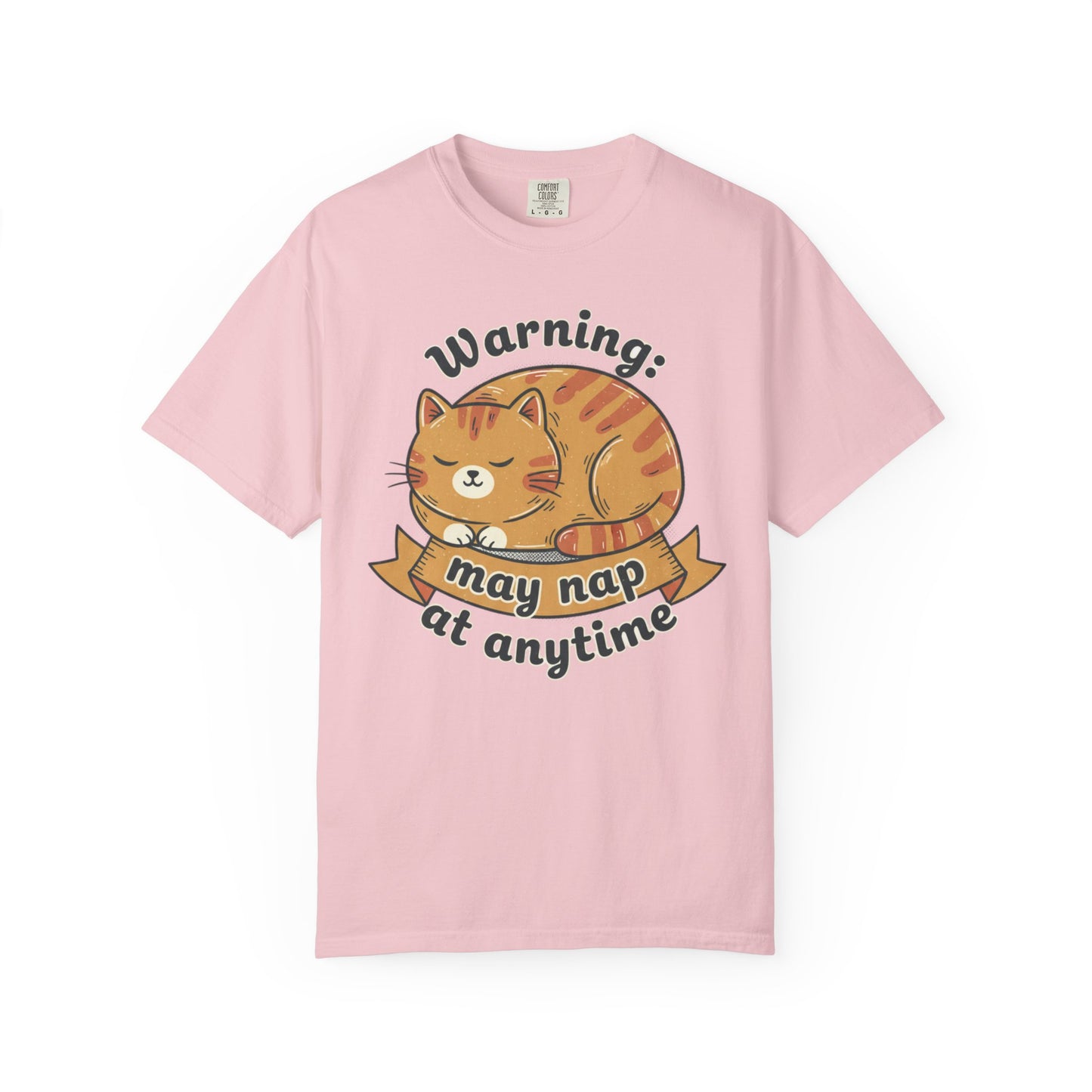 Warning may nap at anytime T-shirt | Sleeping Orange Cat