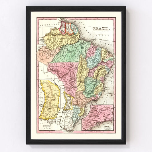 Vintage Map of Brazil 1842