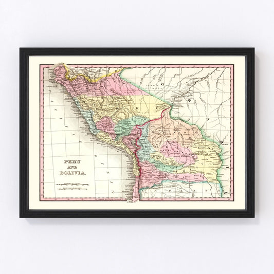 Vintage Map of Peru & Bolivia 1842
