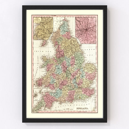 Vintage Map of England 1842