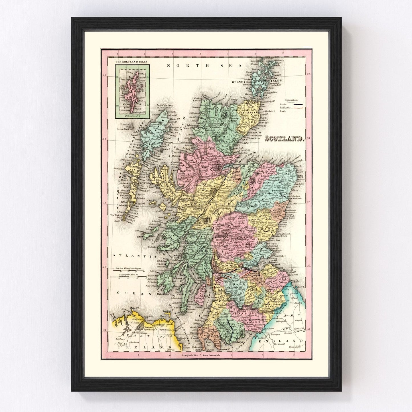 Vintage Map of Scotland 1842