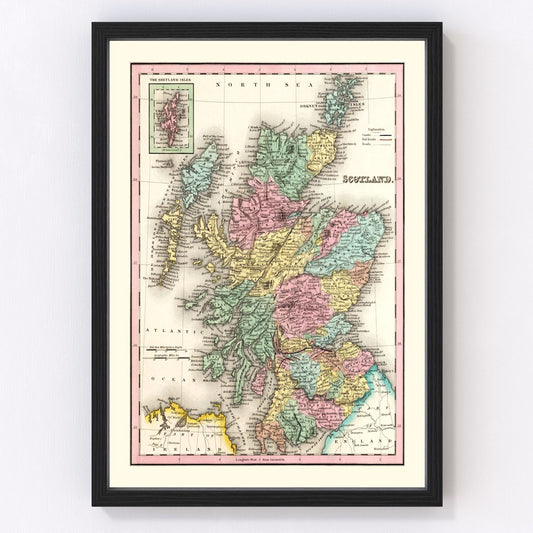 Vintage Map of Scotland 1842