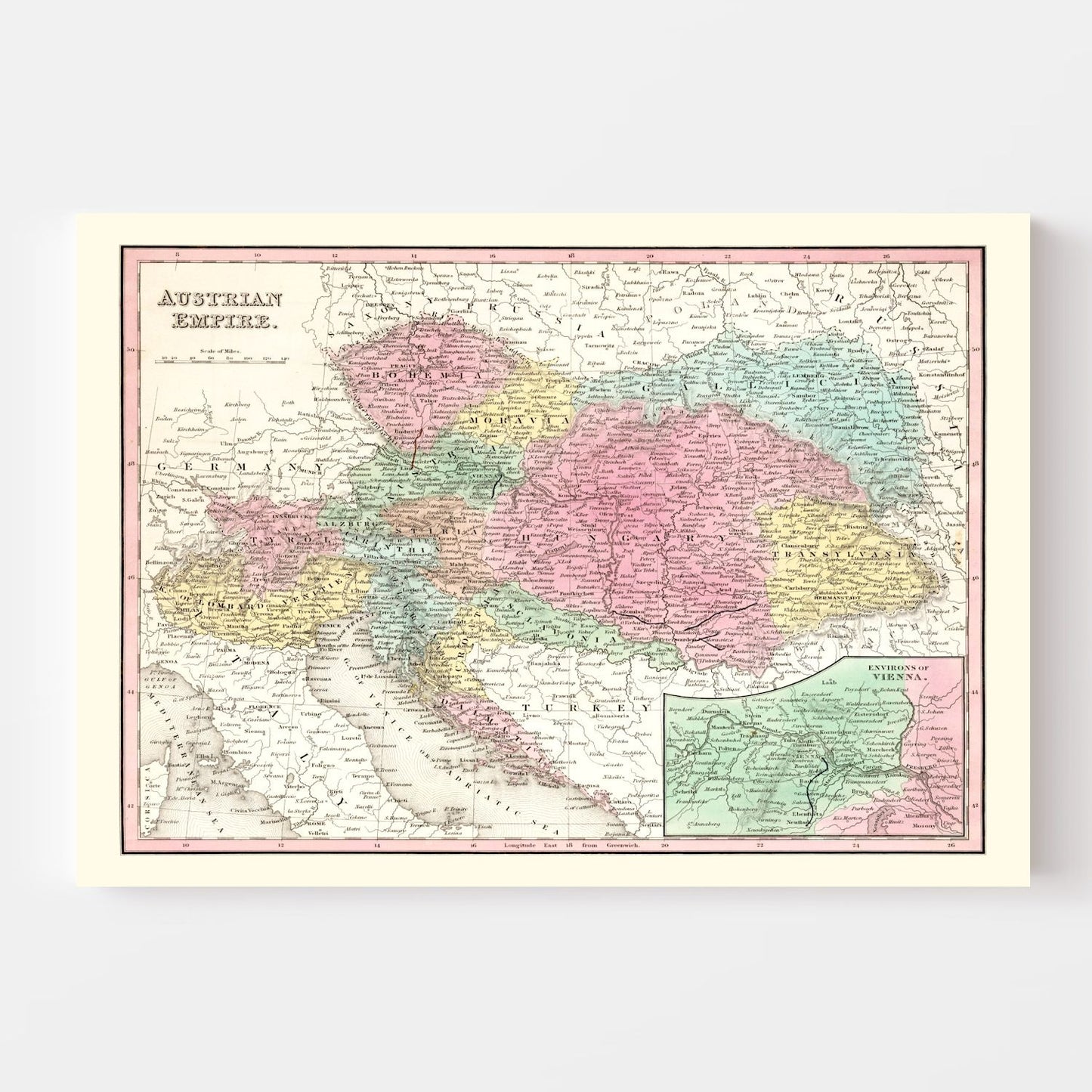 Vintage Map of Austria 1836