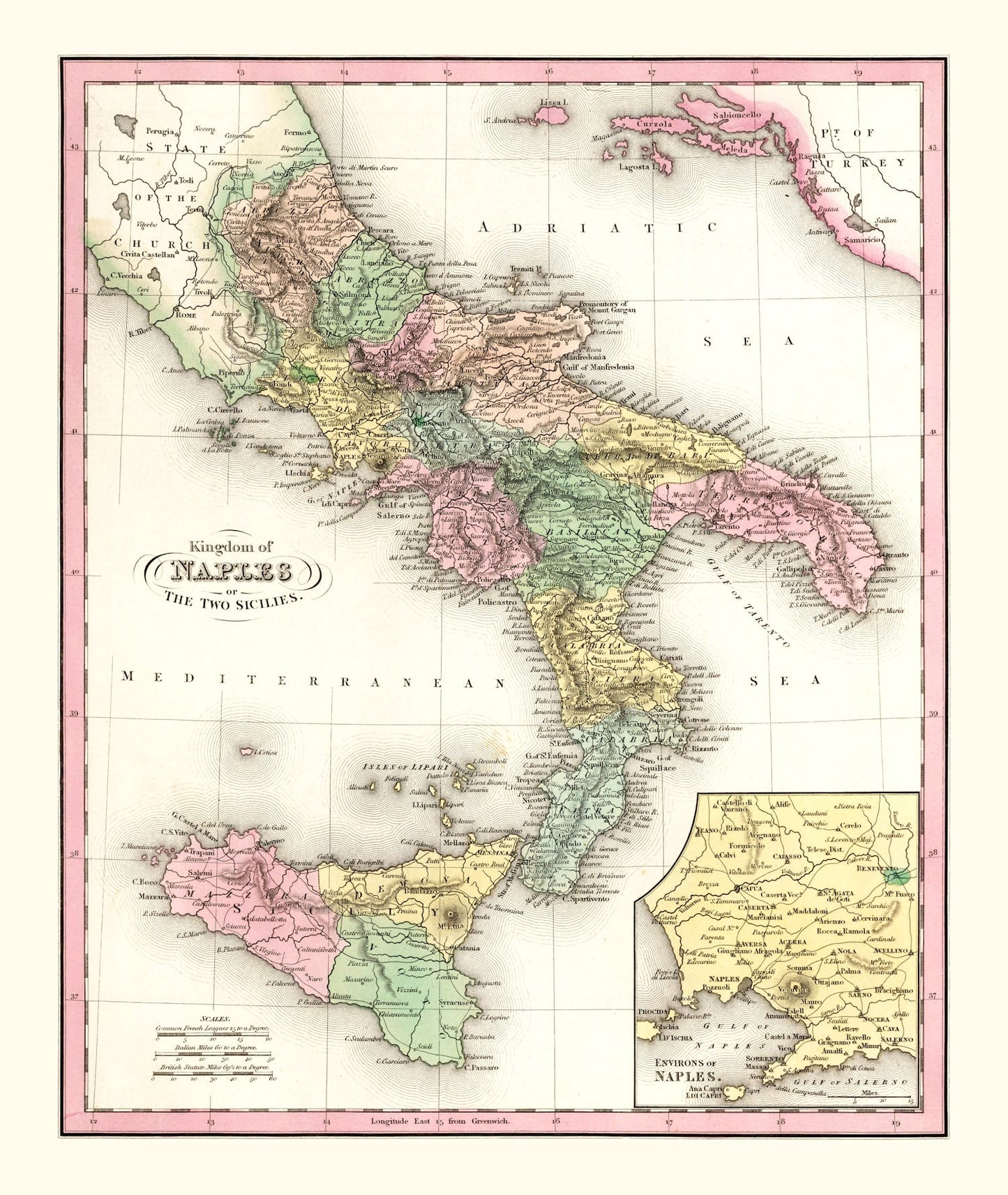 Vintage Map of Italy 1836