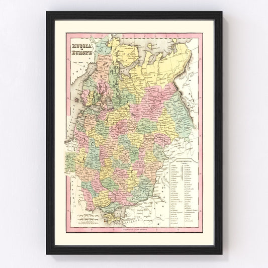 Vintage Map of Russia (in Europe) 1842