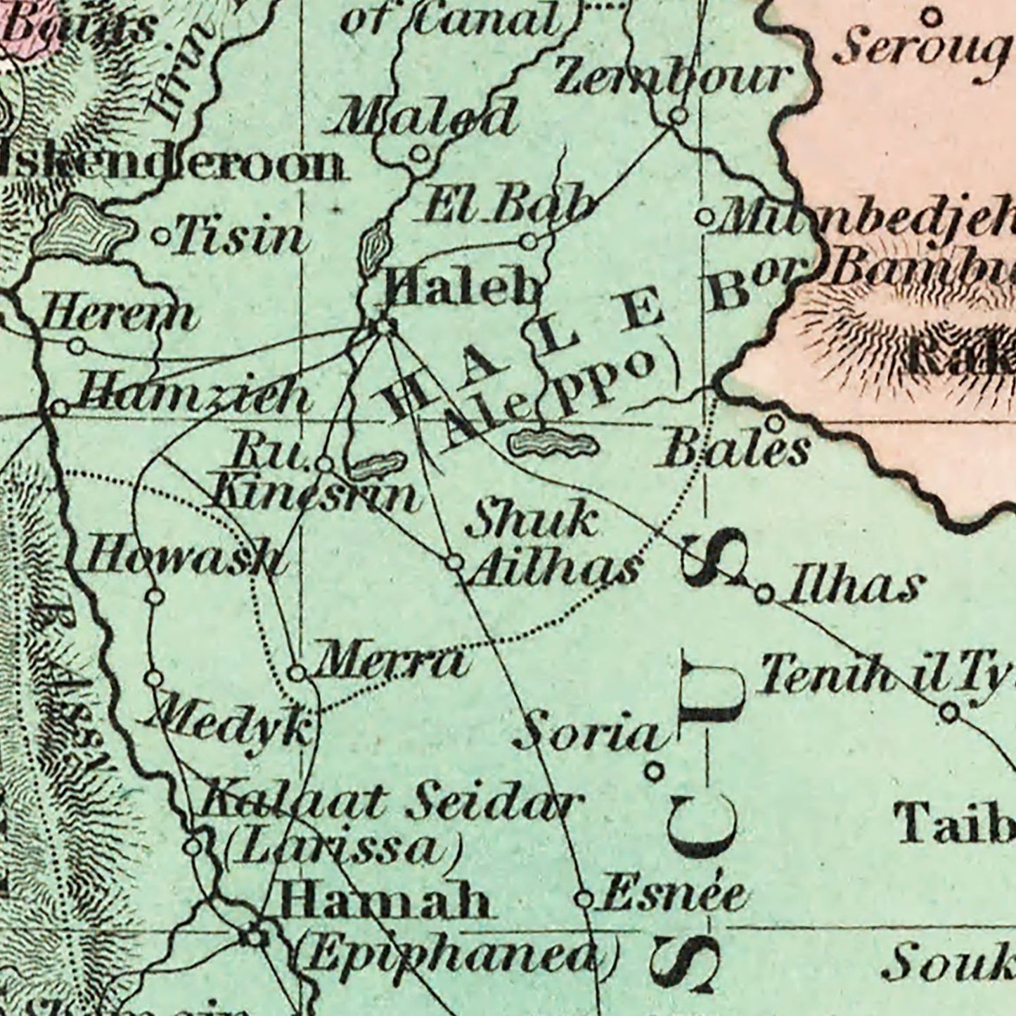 Vintage Map of Turkey (in Asia) 1836